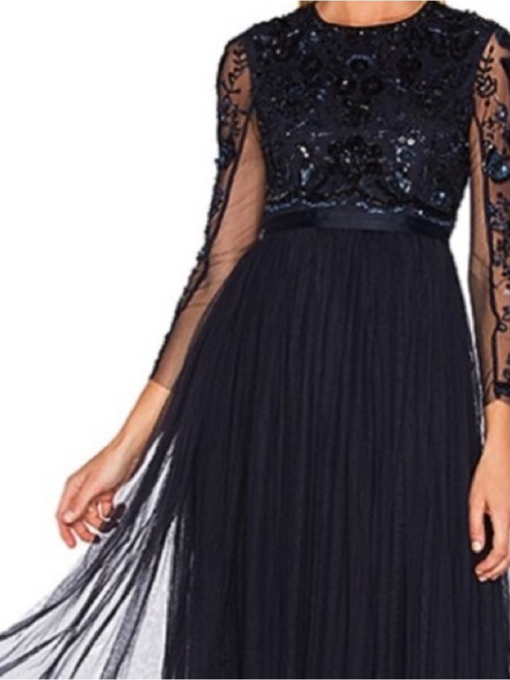 Needle & Thread Sequined Dress with Black Tulle